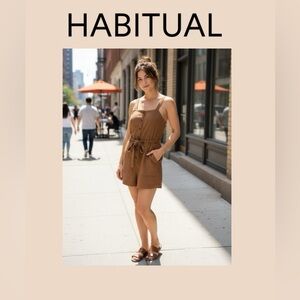 HABITUAL Women’s Sleeveless Linen Romper Size Large